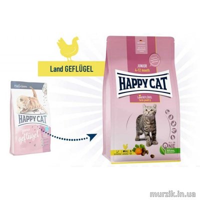 Сухой корм для котят Happy Cat Supreme Junior Geflugel с птицей 4 кг. 9154439 фото