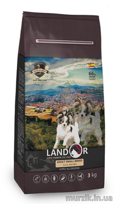 Сухой корм для собак мелких пород, Landor ADULT SMALL BREED DUCK (Эдалт Смолл Брид), с уткой и рисом, 3 кг 41530742 фото